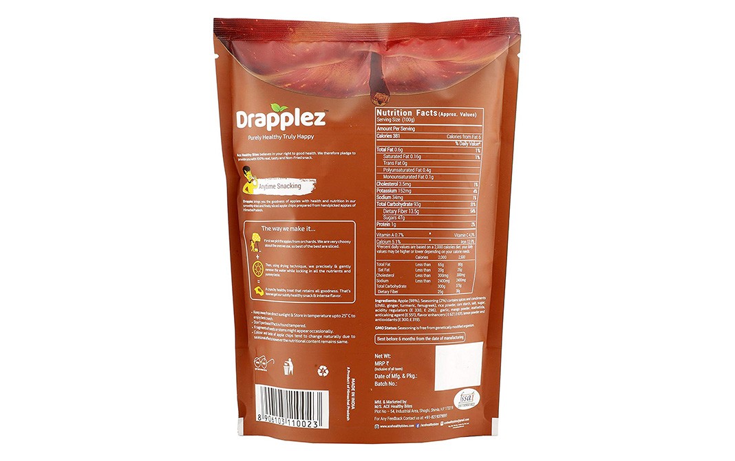 Drapplez Apple Chips Tangy Flavour   Pack  27.2 grams